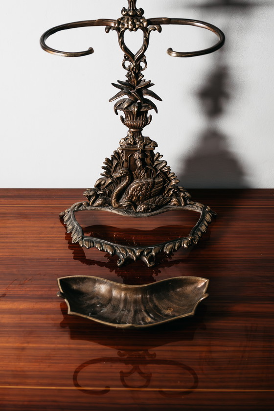 Image 1 of Art Nouveau Brass Umbrella Stand, France, 1960s, Vintage Design