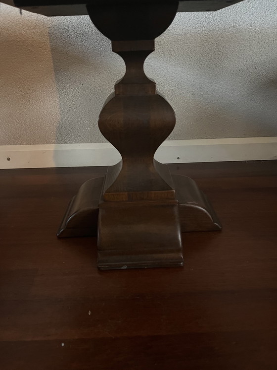 Image 1 of Heavy vintage solid oak brutalist side table