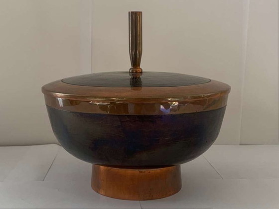 Image 1 of Hans Przyrembel Scatola con coperchio Bomboniera Marianne Brandt Alfred Lipovec Bauhaus Rame