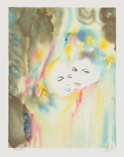 Cécile CHAPELLIER Complicité I Signed lithograph 1990