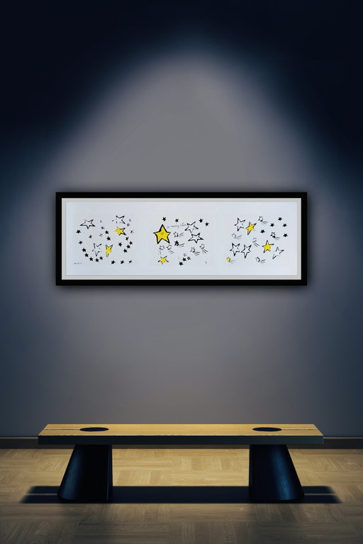 Andy Warhol: "Tantas estrellas, c. 1958 (Tríptico)". Firmado en la placa.