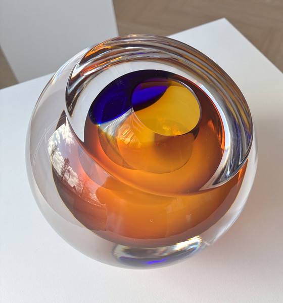 Image 1 of Objet en verre unique « AMBRE » de George Broft, 3,4 kilos