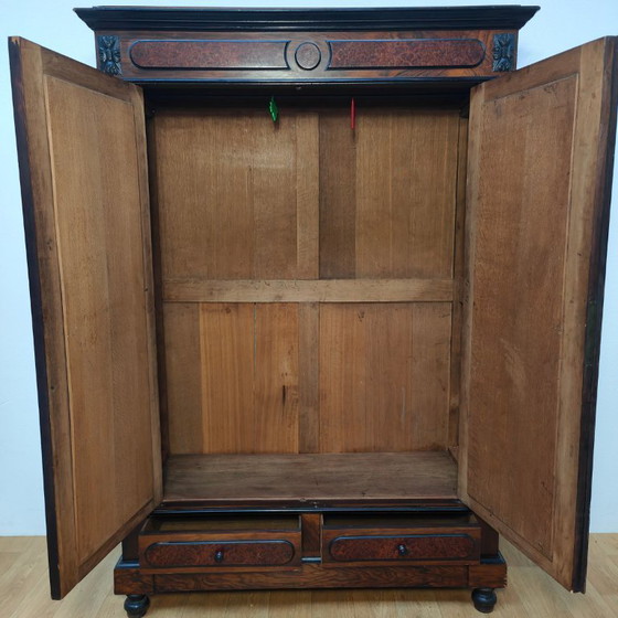 Image 1 of Vintage antieke kledingkast garderobekast kleerkast spiegelkast demontabel