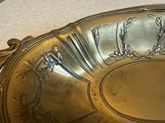 Coupe de centre de table ancienne en laiton, Vers 1900, Accessoires de table, Métal, Doré (photo 7 sur 15)