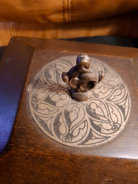 Image 1 of Mid-Century Italian Mechanical Cigarette Box / Humidor – 800 Solid Silver & Wood, Firenze c. 1950