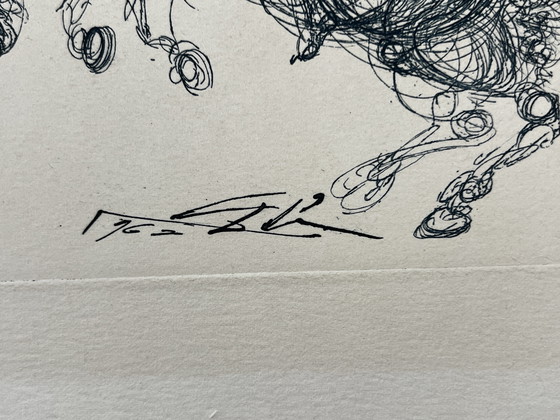 Image 1 of Salvador Dalí, Les Cavaliers Bleus, 1969, Signed Plate Etching, Cataloged , Blue