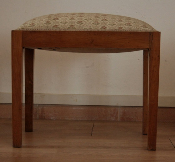 Image 1 of Vintage stool-bench in solid walnut wood, 1950s-60s