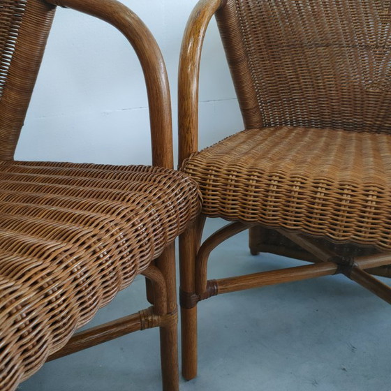 Image 1 of Vintage jaren 70 Rohé design rotan/pitriet fauteuil/stoel(en)  