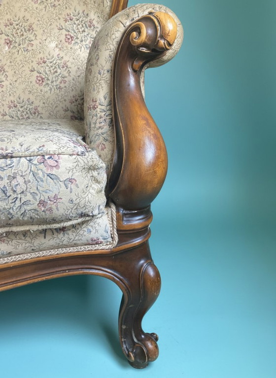 Image 1 of Canapé de style Louis XV - banquette ancienne à deux places