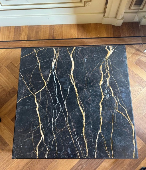 Janua SC54 Couchtisch – 80 x 80 cm – Schwarzer Portoro-Marmor – Guter Zustand – salontafels, Marble (photo 2 of 5)