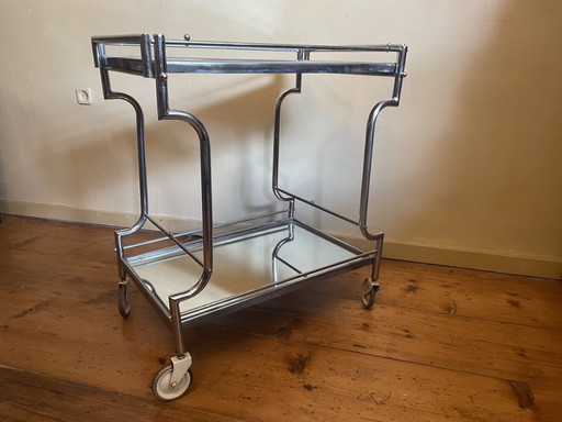 1950s Serving Cart Chrome Side Table Minibar French