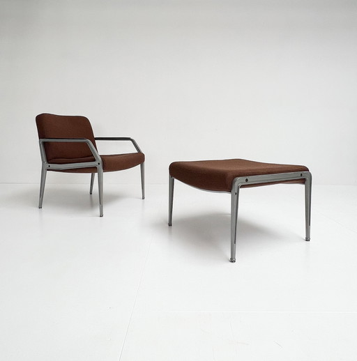 Rare fauteuil avec pouf attribué à Gispen, années 1960