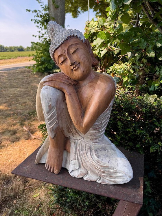 Bouddha en bois fait main – Statue apaisante – 53 cm – Objets déco, Wood (photo 3 of 5)