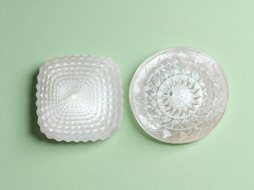 Paire de lampes encastrées en verre pour plafond ou mur