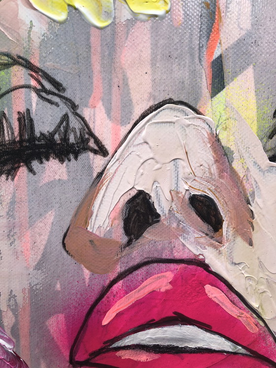 Image 1 of Lilian Frohn - abstract vrouwenportret met bloemen 