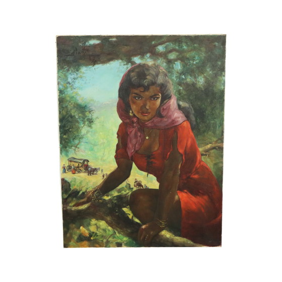 Image 1 of Grand tableau Jeune femme gitane 1964
