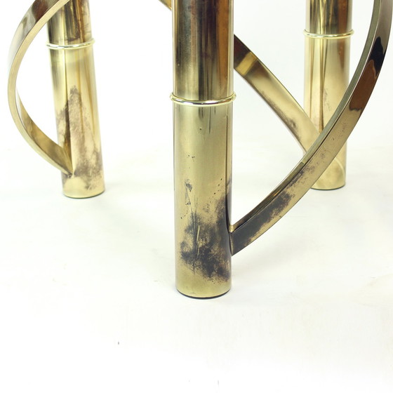 Image 1 of Tavolino da caffè Swirl in ottone e vetro, Italia anni '70