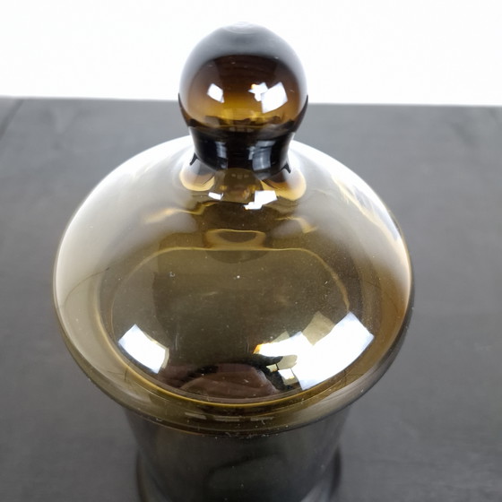 Image 1 of Vintage glass jar smoked glass 70s Empoli Italian design