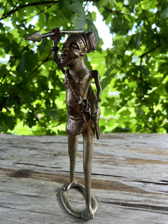 Image 1 of Antike afrikanische Statuette aus Messing und Kupfer, ca. 1950