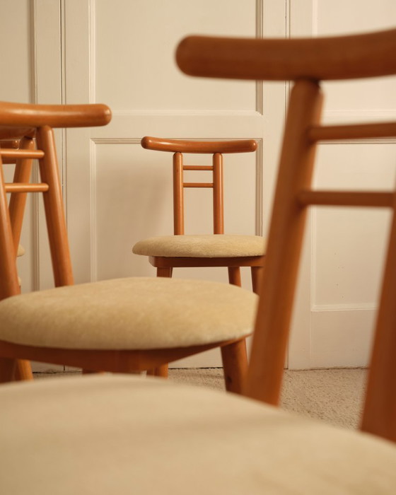 Image 1 of Wood & velvet italian chairs 