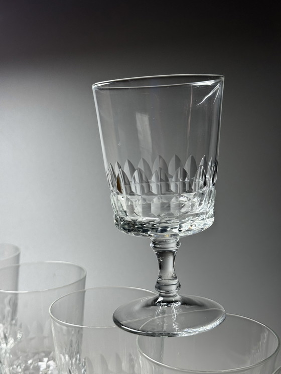 Image 1 of Set di 6 grandi bicchieri da vino in cristallo tagliato a mano – De Rupel, Boom – Art Déco, anni '30