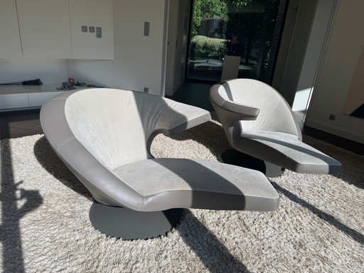 2x Leolux Parabolica leather/alcantara new condition