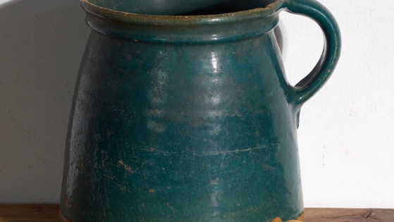 Antique folk glazed pottery pot – Central Europe, circa 1930 – Plant pot, Rustic (photo 3 of 40)