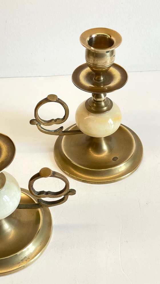 Image 1 of Candelieri vintage in onice, marmo e ottone