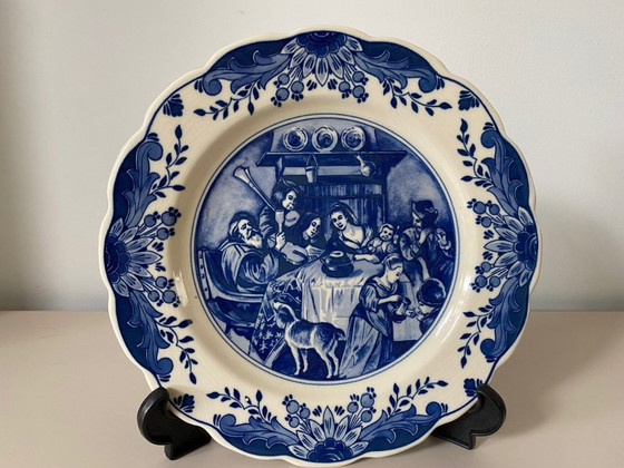 Image 1 of Regina Pottery Factory - Set of Delft Blue hand-painted wall plates