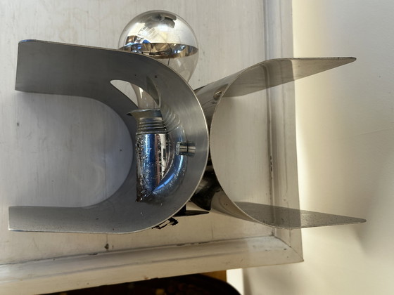Image 1 of Paire d’appliques Harvey Guzzini Italie - Metal Chromé - Space Age années 70