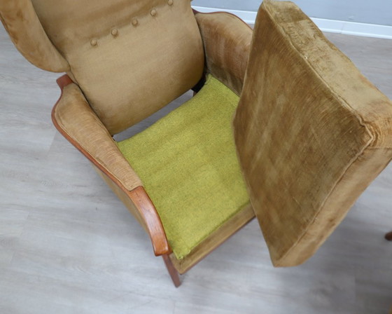 Image 1 of 1950s Camea Italian reclining armchairs dralon velvet, set of 2