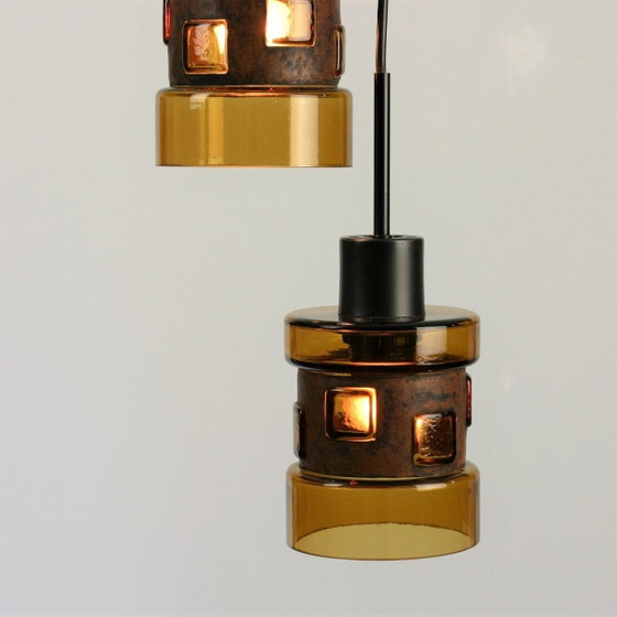 Image 1 of Nanny Still for RAAK Amsterdam | Set of 3 Amber Glass Pendant Lamps | 1960s
