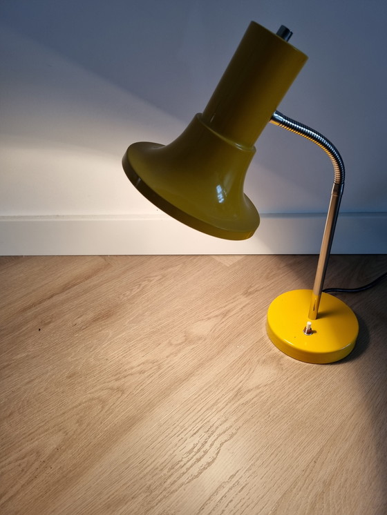 Image 1 of Vintage Leclaire & Schafer yellow table lamp desk lamp