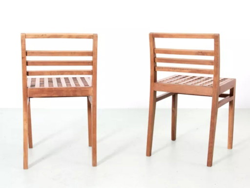 Paar Lattenstühle, Modell 103, 1941, René Gabriel – eetkamerstoelen, Wood (photo 2 of 6)