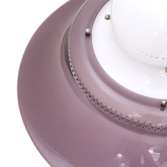 Image 1 of Witte en paarse "KD14" kroonluchter van Sergio Asti voor Kartell, jaren 70.