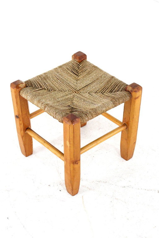 Tabouret/table d'appoint vintage en rotin