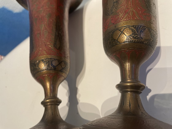 Image 1 of 2x Indian trumpet vases/chalices