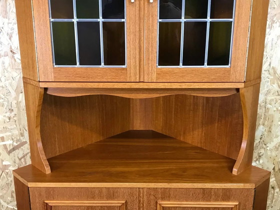 Image 1 of 60's 70's Vitrine d'angle Danish Modern Design Teak Corner Cabinet