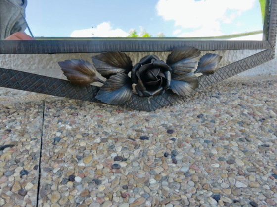 Image 1 of Grande specchio in ferro battuto martellato, art déco, in stile Edgar Brandt, anni '30-'40