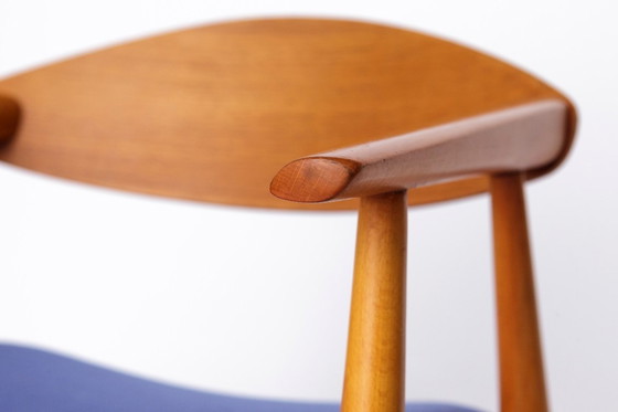 Image 1 of Poltrona vintage, design tedesco anni '60 - faggio e teak, rivestimento blu