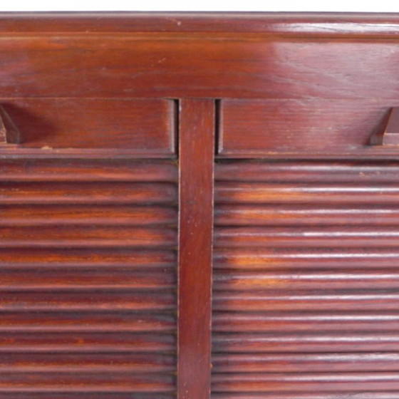 Image 1 of Eiken rolluikkast met 2 luiken, 148 cm hoog, jaren 20