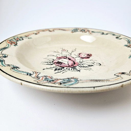 Antieke August NOWOTNY ALTROHLAU wandbord uit Bohemen | Zeer oud porseleinen handbeschilderd bloemenbord uit de jaren 1890