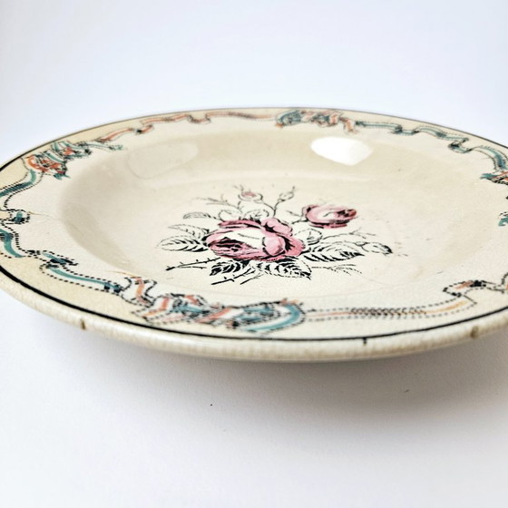 Image 1 of Antique August NOWOTNY ALTROHLAU Wall Deep Plate From Bohemia | Very Old Porcelain Hand-painted Floral Hanging Plate From 1890s 
