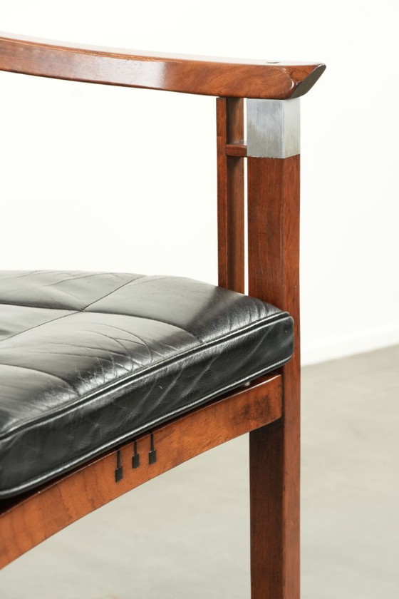 Image 1 of Black leather Schuitema Art Deco design dining/side/desk chair