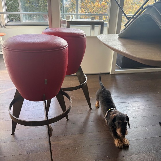 Sgabelli da bar Johanson Design, pelle rossa, Metallo, Rosso, Modern (foto 3 di 5)