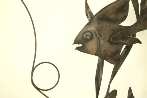 Vintage Metal Fish Sculpture on Rock Base (1960s MCM) – ongemerkt, Decorative Objects (photo 6 of 9)