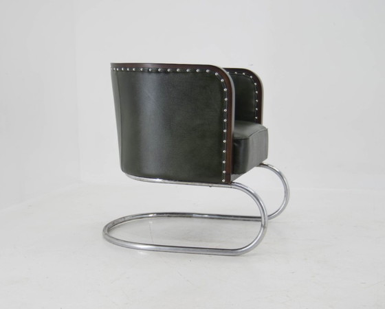 Image 1 of Poltrona tubolare Bauhaus in pelle verde, anni '20, restaurata