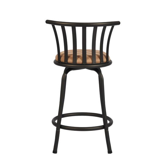 Image 1 of 2x sgabelli da bar girevoli marroni Urban Meuble in stile bistrot con poggiapiedi, 2 possibili altezze di seduta 62/73 cm Pistil