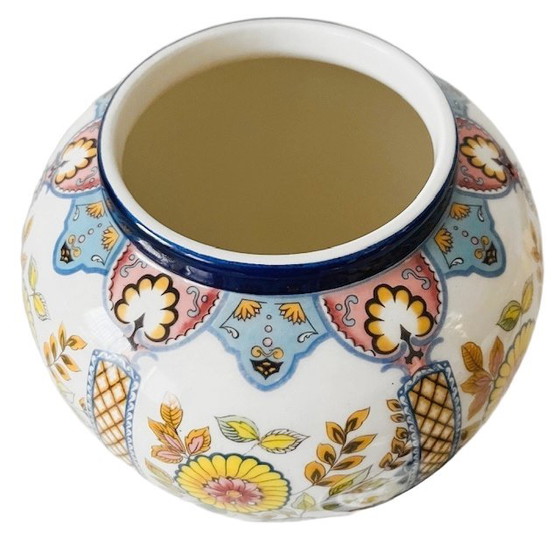 Image 1 of Vaso con coperchio fiorentino d'epoca con fiori colorati, anni '70