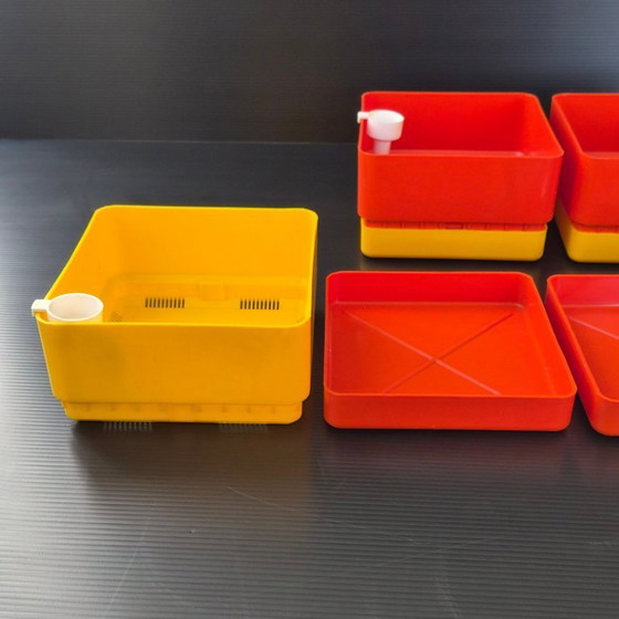 Image 1 of SUITE OF 4 SQUARE PLANTER PLANTS 1970 VINTAGE NENA BALSARI VASTILL BY-REFLEX 70S